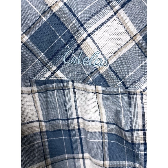 Cabelas All Over Vented Men's Blue Short Sleeve Plaid XL Hiking Fishing Shirt - Picture 7 of 9